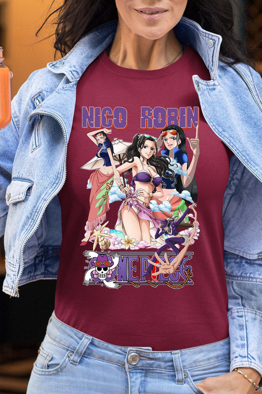 COULEUR:Bordeaux|T-shirt Femme | Multi Nico Robin 01 Bordeaux