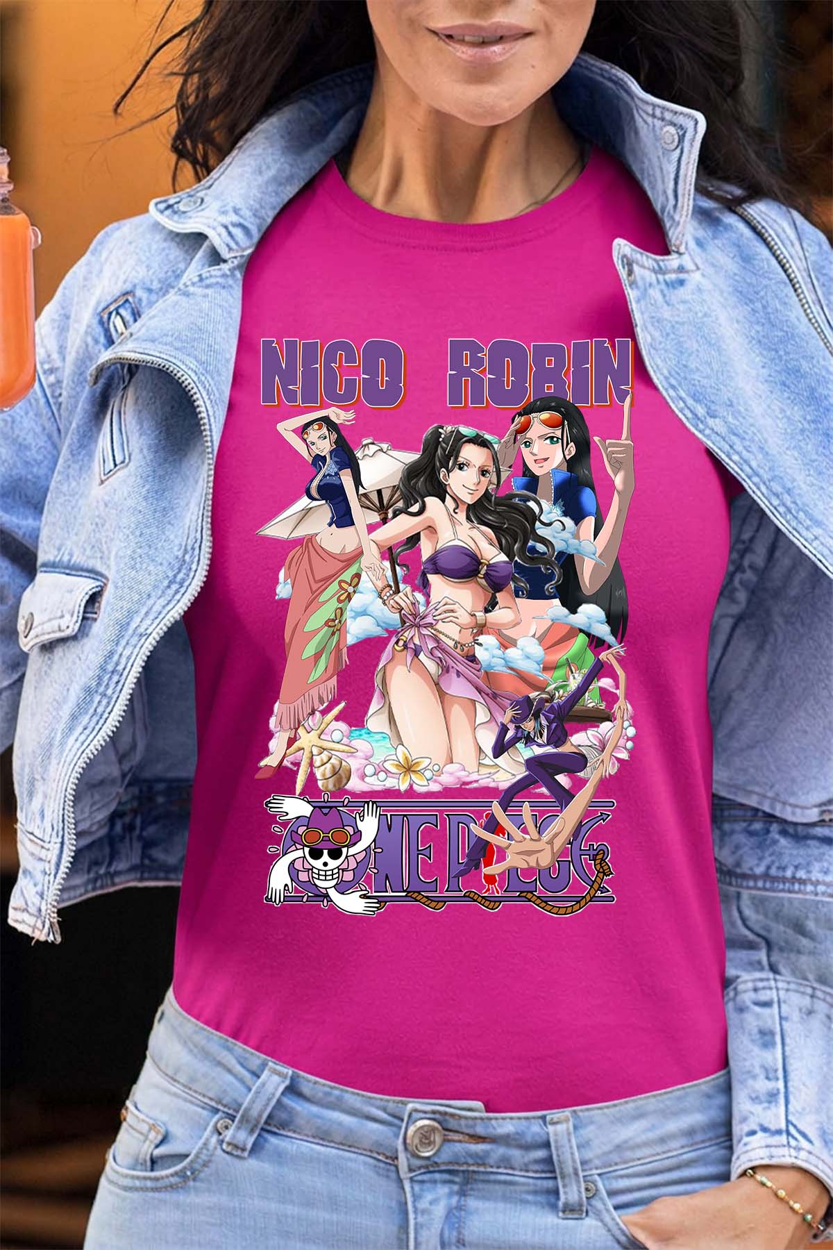 COULEUR:Fuchsia|T-shirt Femme | Multi Nico Robin 01 Fuchsia