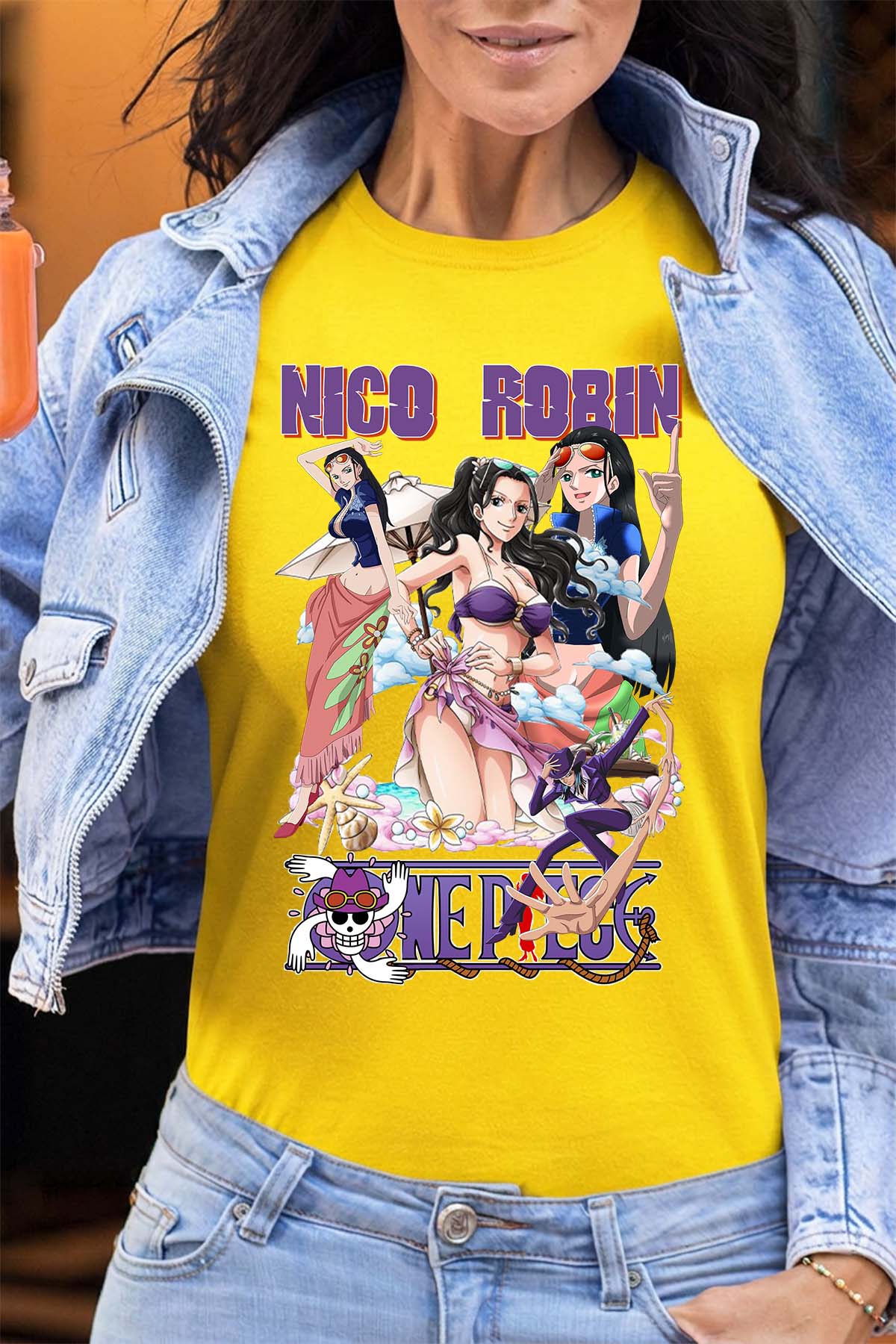 COULEUR:Jaune|T-shirt Femme | Multi Nico Robin 01 Jaune