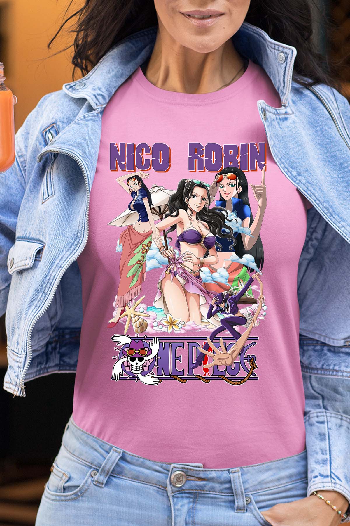COULEUR:Rose|T-shirt Femme | Multi Nico Robin 01 Rose