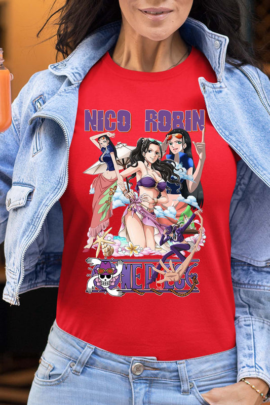 COULEUR:Rouge|T-shirt Femme | Multi Nico Robin 01 Rouge