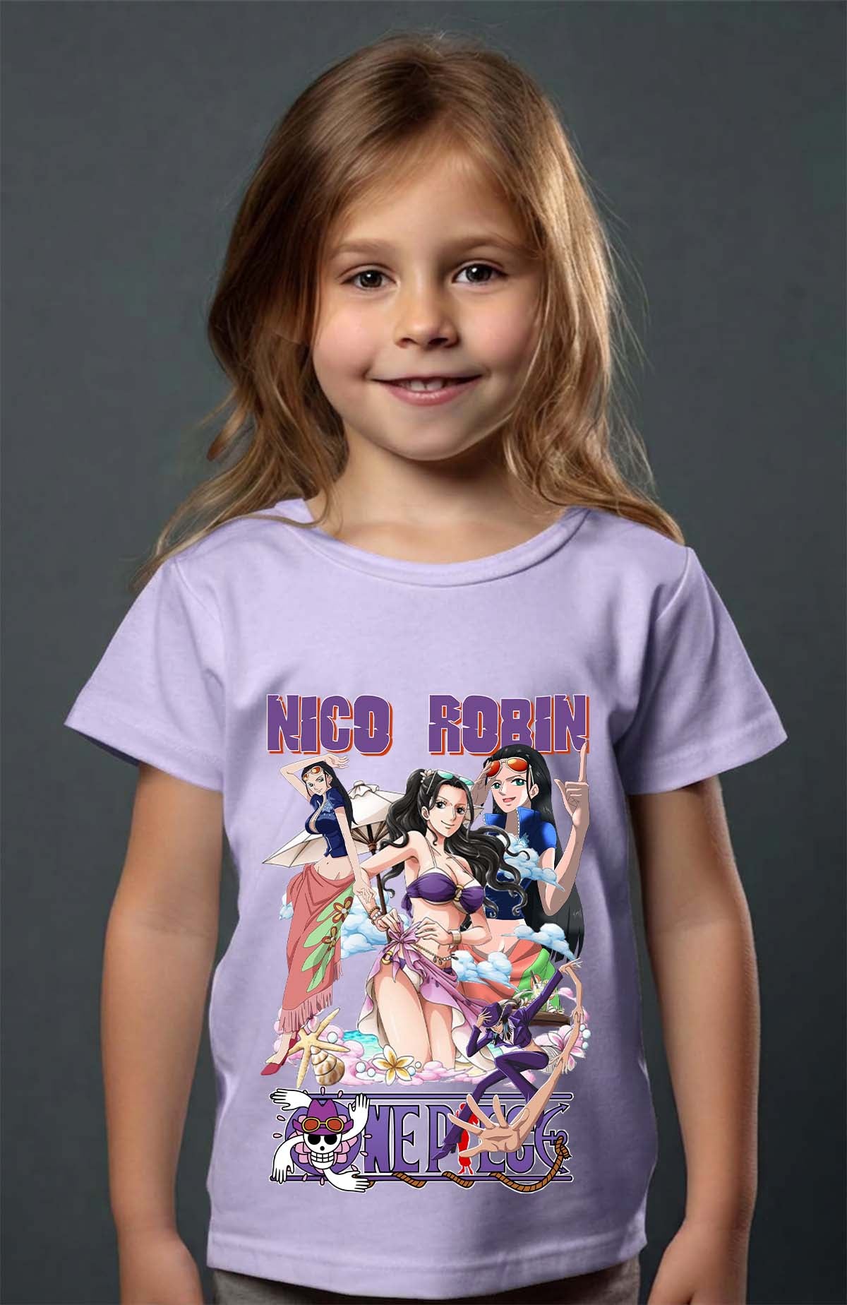 COULEUR:Violet|T-shirt Fille | Multi Nico Robin 01 Violet