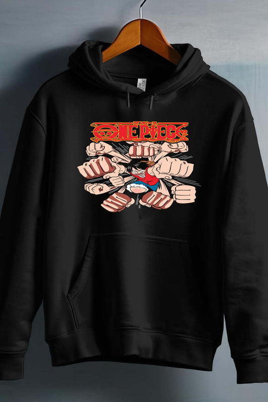 COULEUR:Noir|Sweat Capuche Garçon | Multi Punch Luffy Noir
