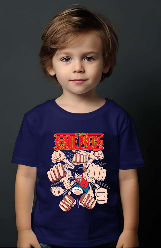COULEUR:Marine|T-shirt Garçon | Multi Punch Luffy Marine
