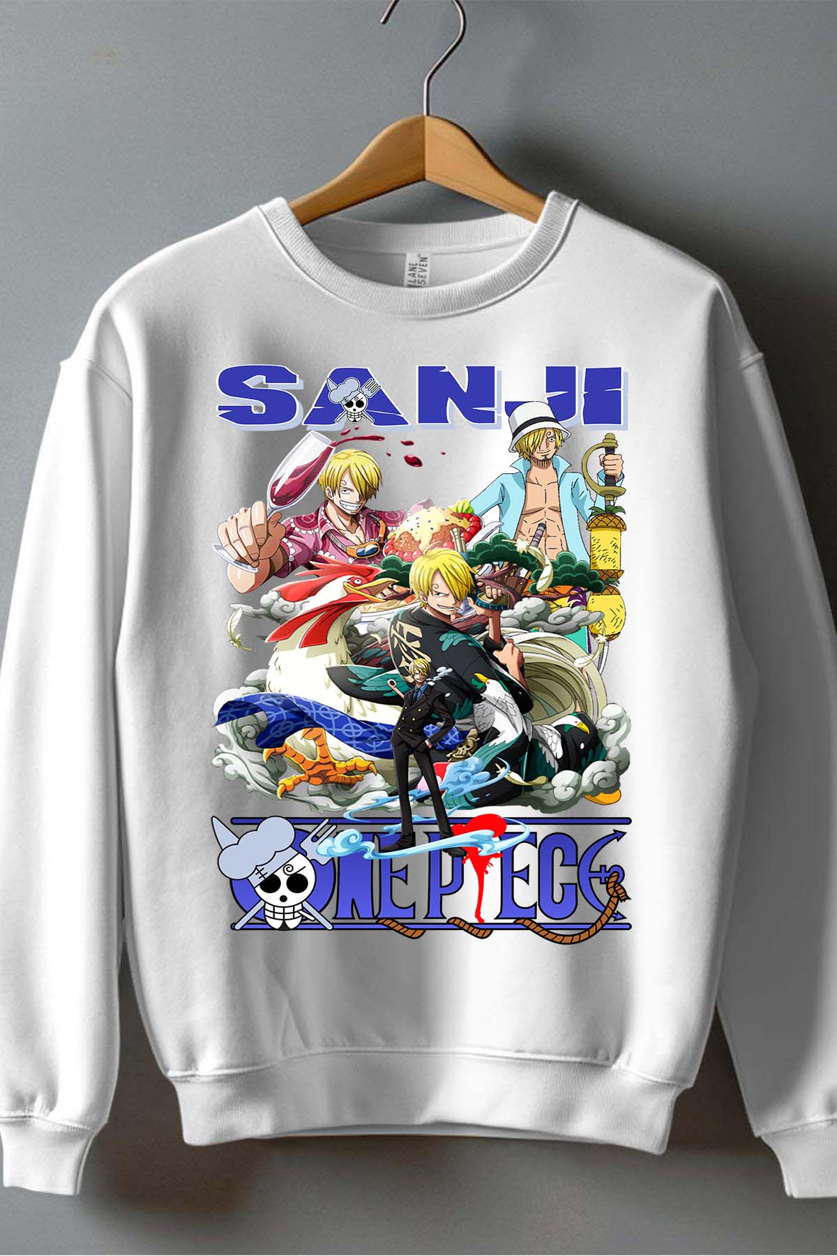 COULEUR:Blanc|Sweat Col Rond Garçon | Multi Sanji 01 Blanc
