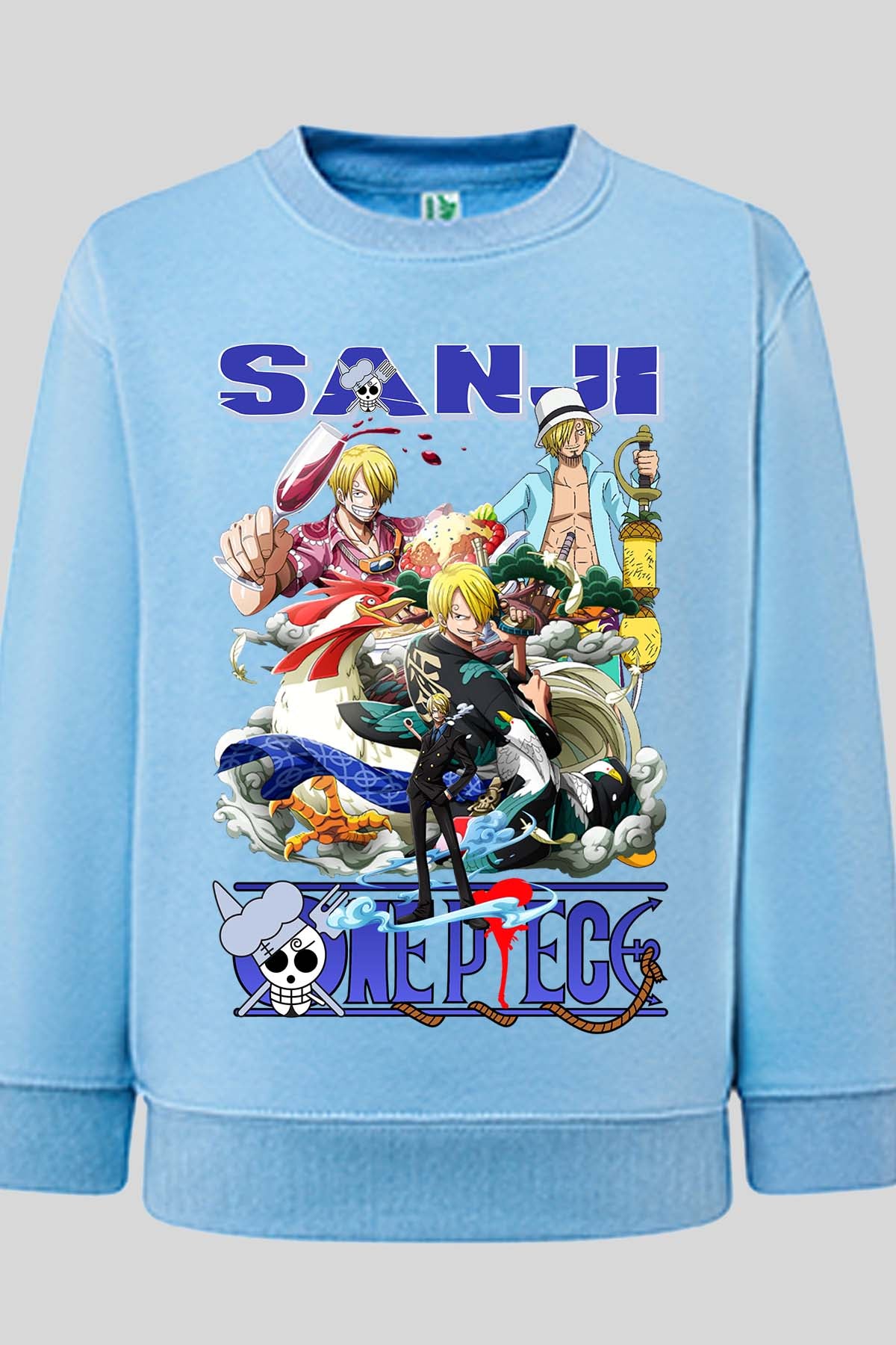 COULEUR:Bleu Ciel|Sweat Col Rond Garçon | Multi Sanji 01 Bleu Ciel