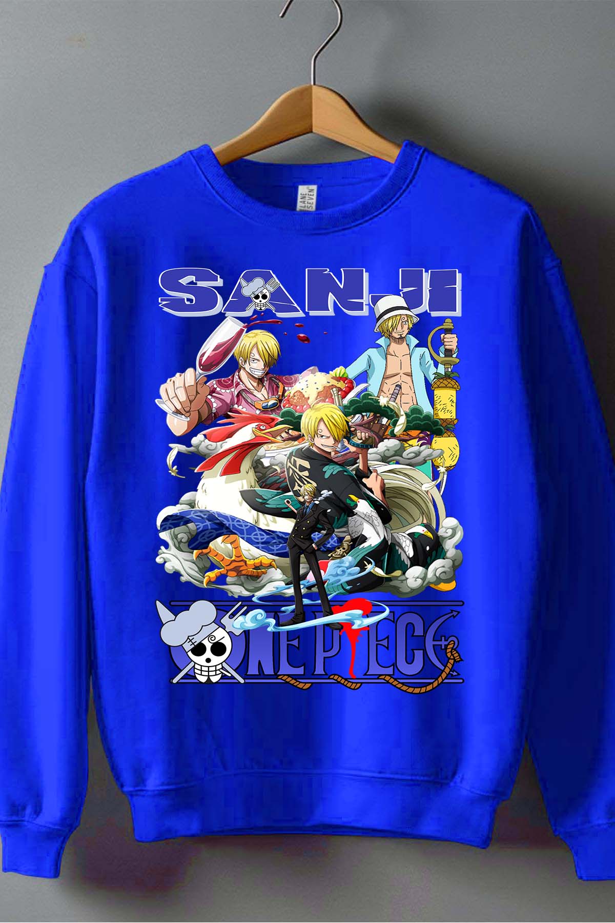 COULEUR:Bleu Roi|Sweat Col Rond Garçon | Multi Sanji 01 Bleu Roi