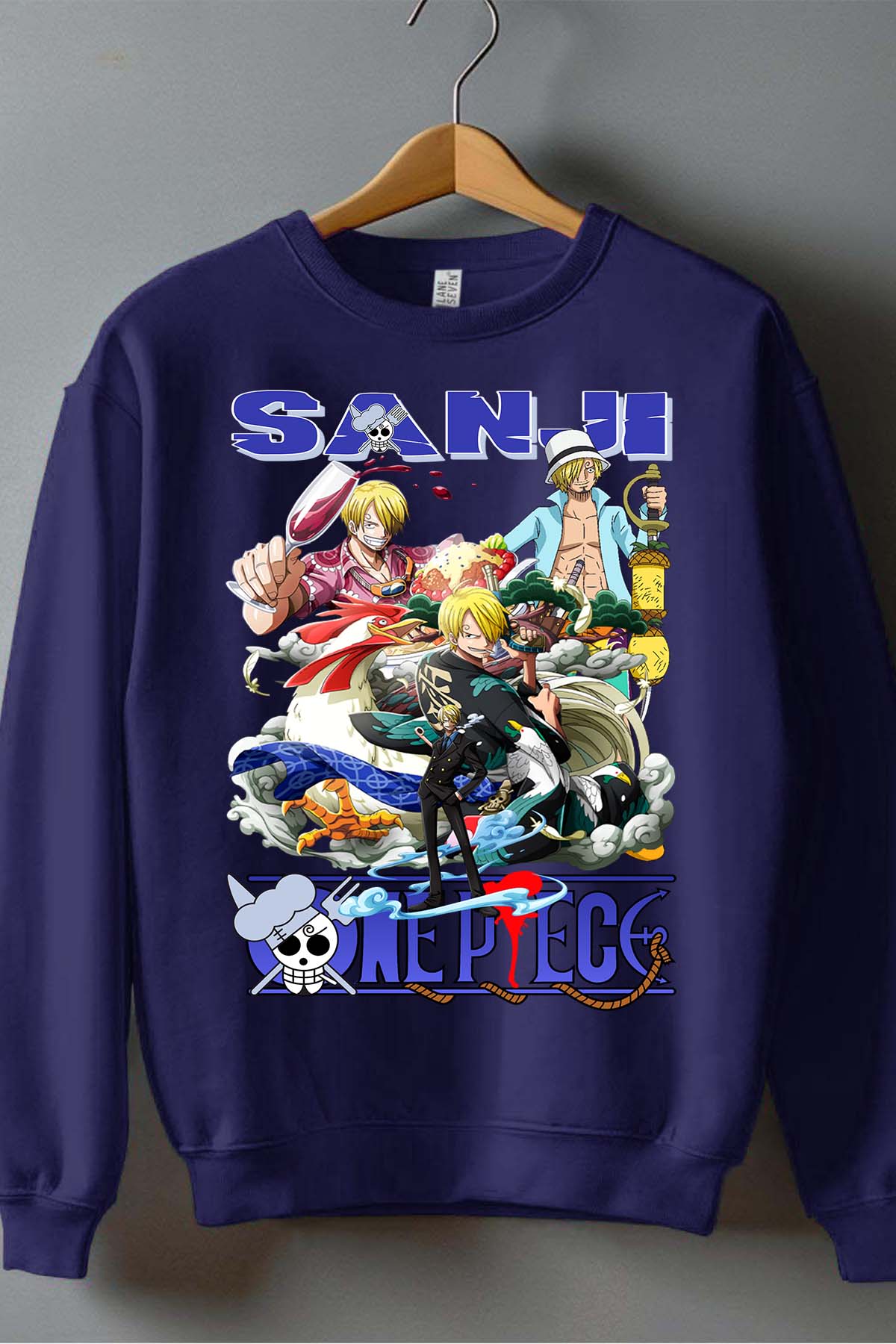 COULEUR:Marine|Sweat Col Rond Garçon | Multi Sanji 01 Marine