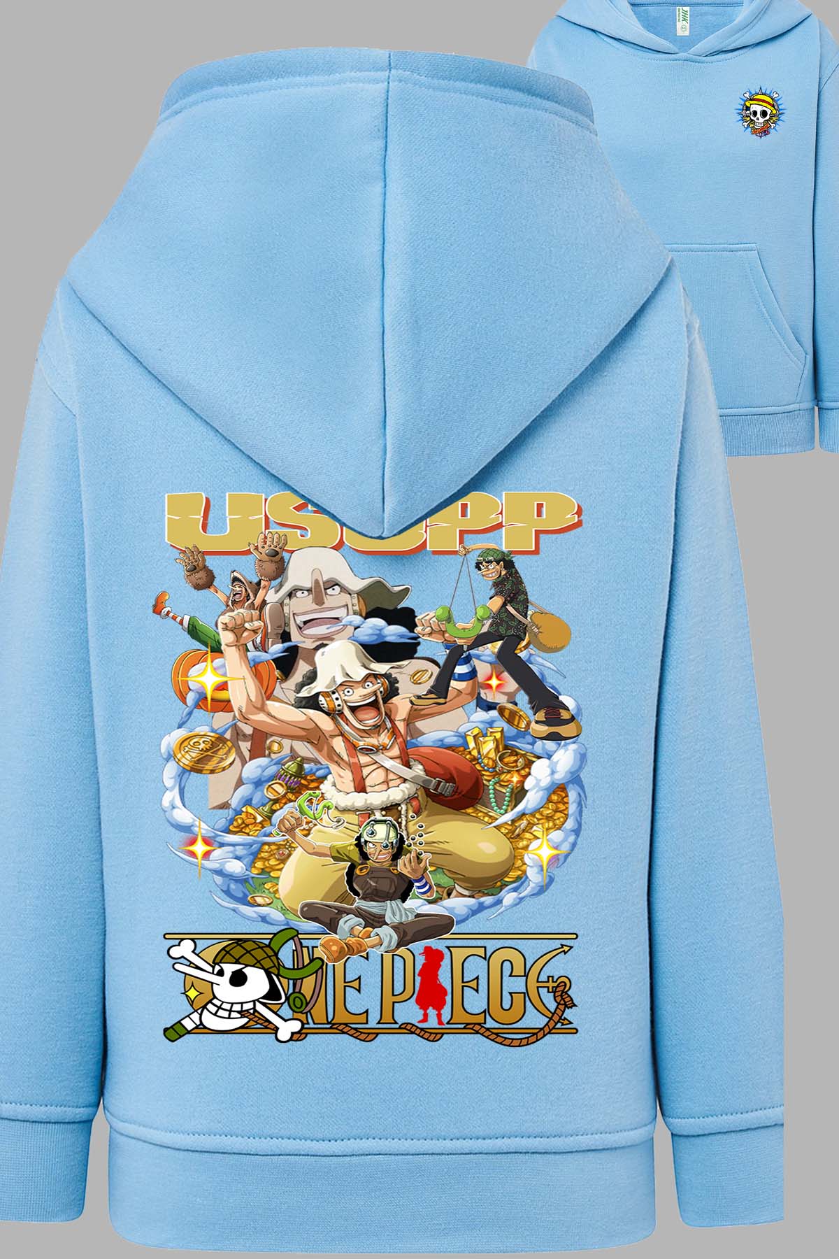 COULEUR:Bleu Ciel|Sweat Capuche Homme | Multi Usopp 01 Bleu Ciel