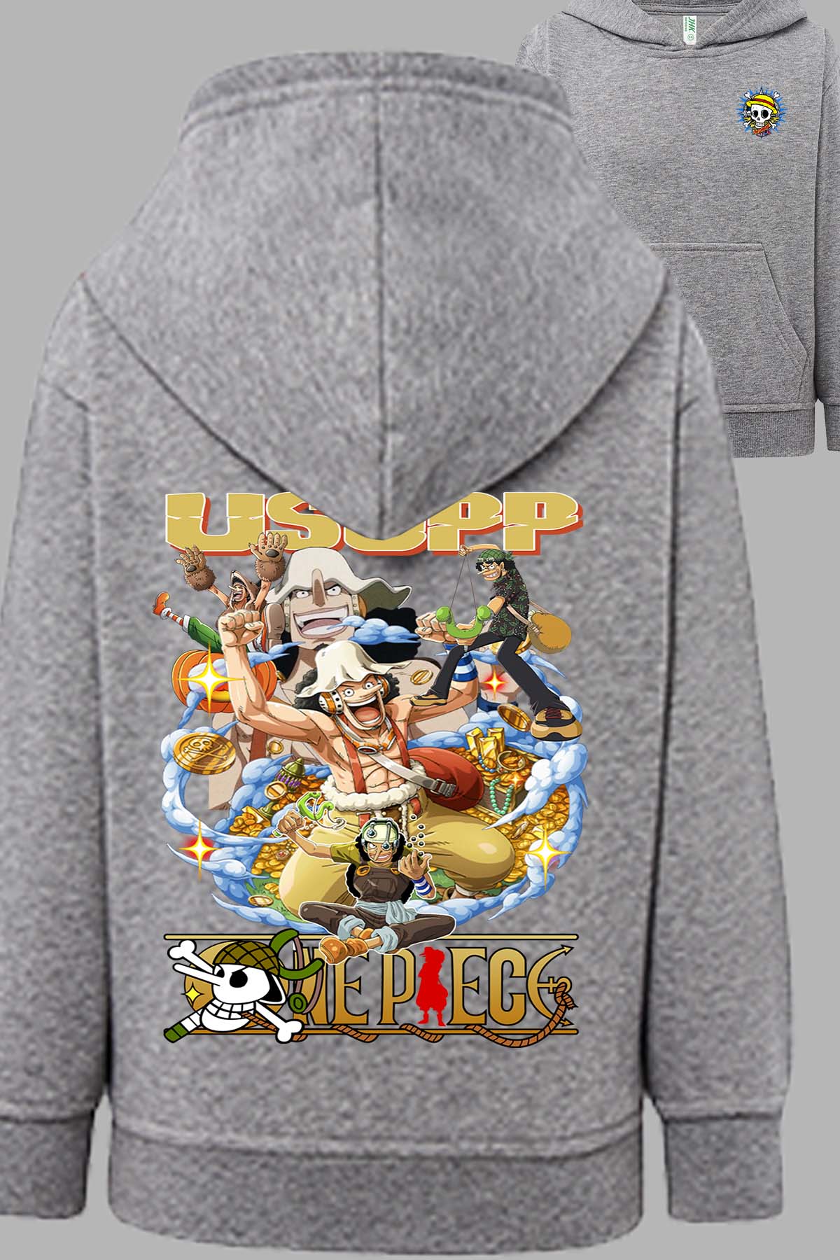 COULEUR:Gris|Sweat Capuche Homme | Multi Usopp 01 Gris