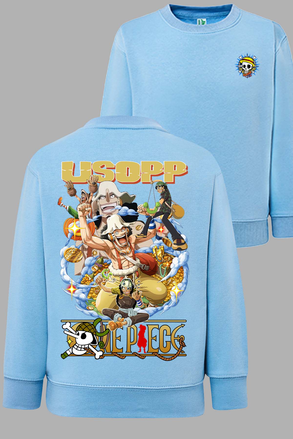 COULEUR:Bleu Ciel|Sweat Col Rond Homme | Multi Usopp 01 Bleu Ciel