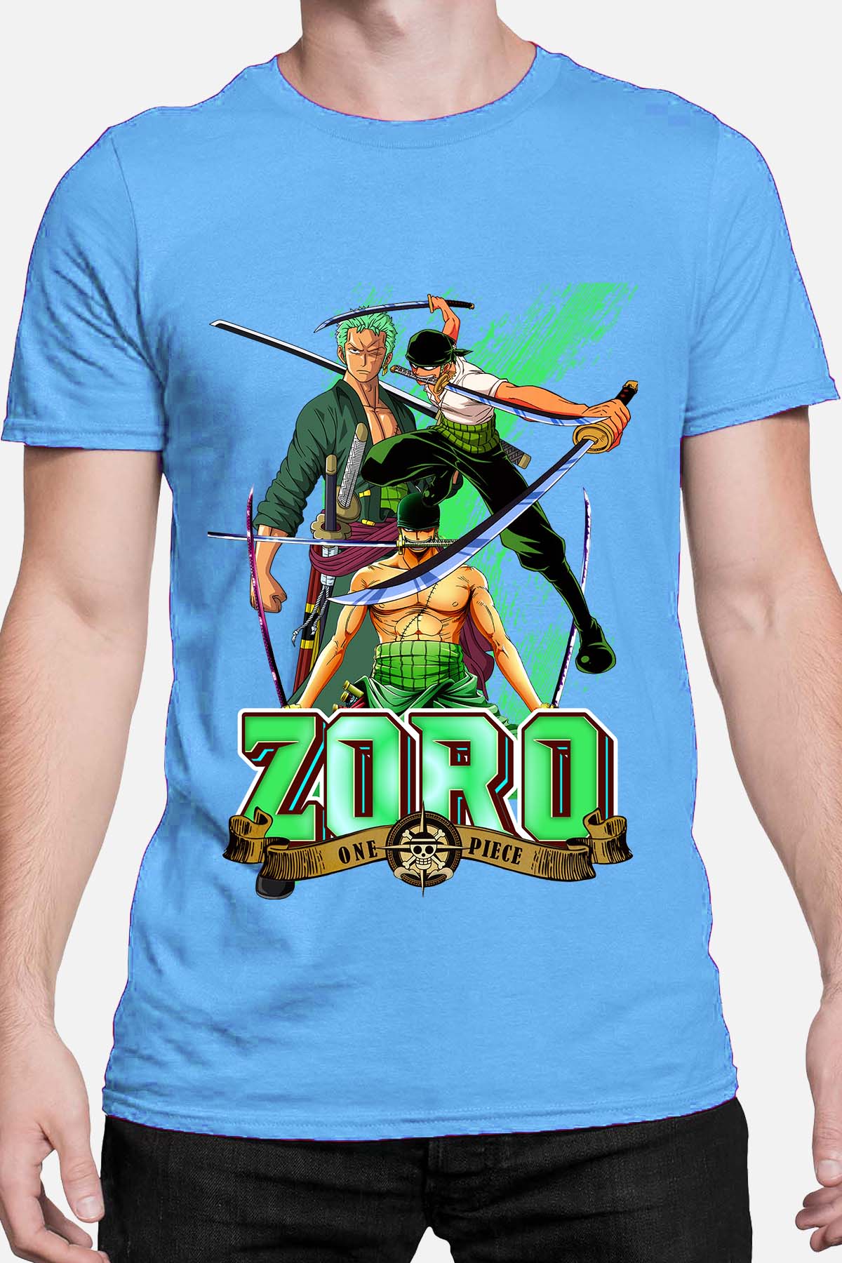 COULEUR:Bleu Ciel|T-shirt Homme | Multi Zoro 06 Bleu Ciel