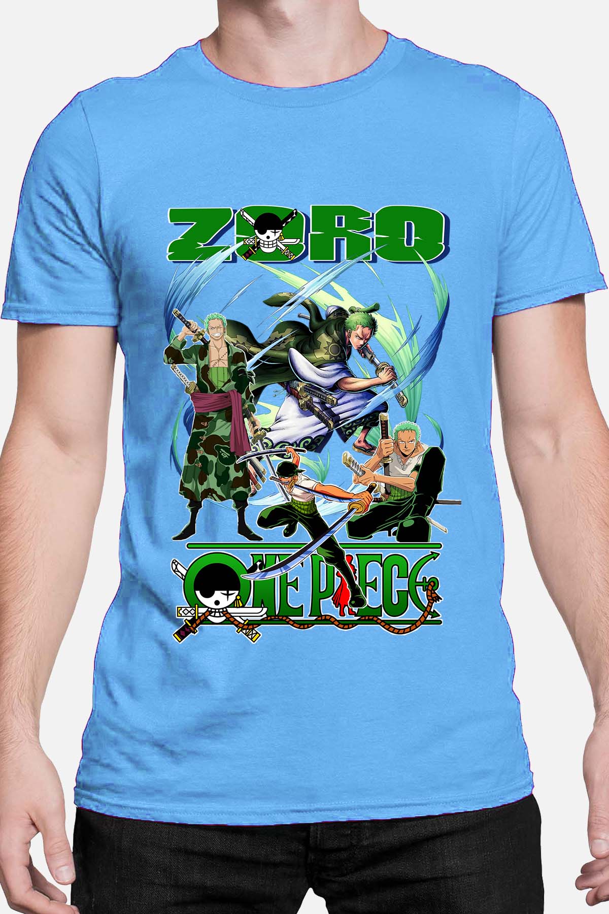 COULEUR:Bleu Ciel|T-shirt Homme | Multi Zoro 07 Bleu Ciel