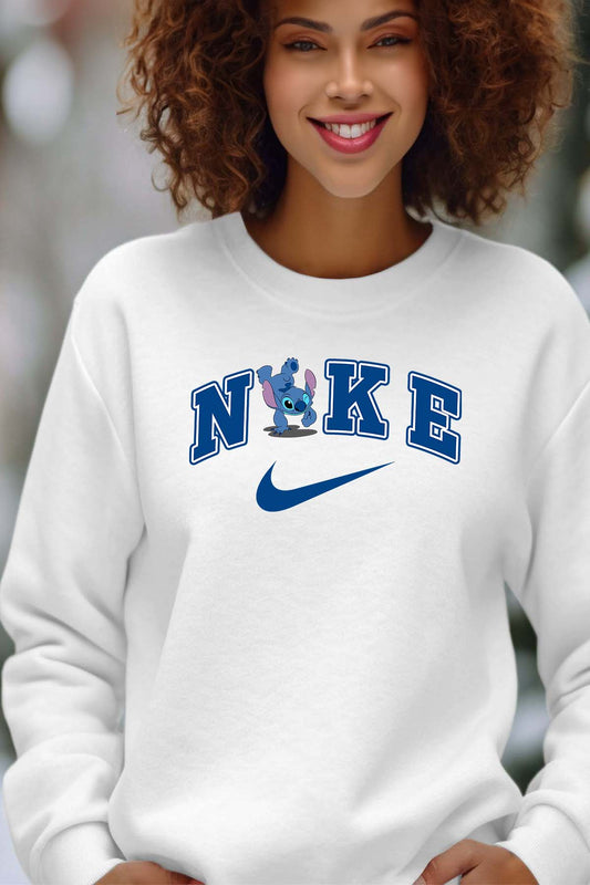 COULEUR:Blanc|Sweat Col Rond Femme | NKE Stitch poirié Blanc