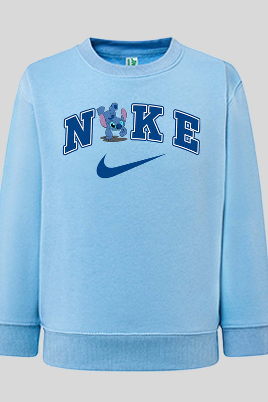 COULEUR:Bleu Ciel|Sweat Col Rond Garçon | NKE Stitch poirié Bleu Ciel