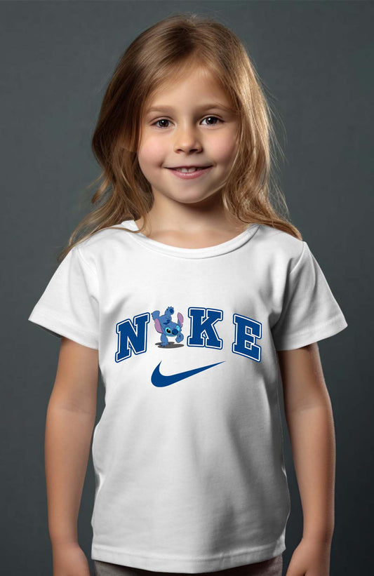 COULEUR:Blanc|T-shirt Fille | NKE Stitch poirié Blanc