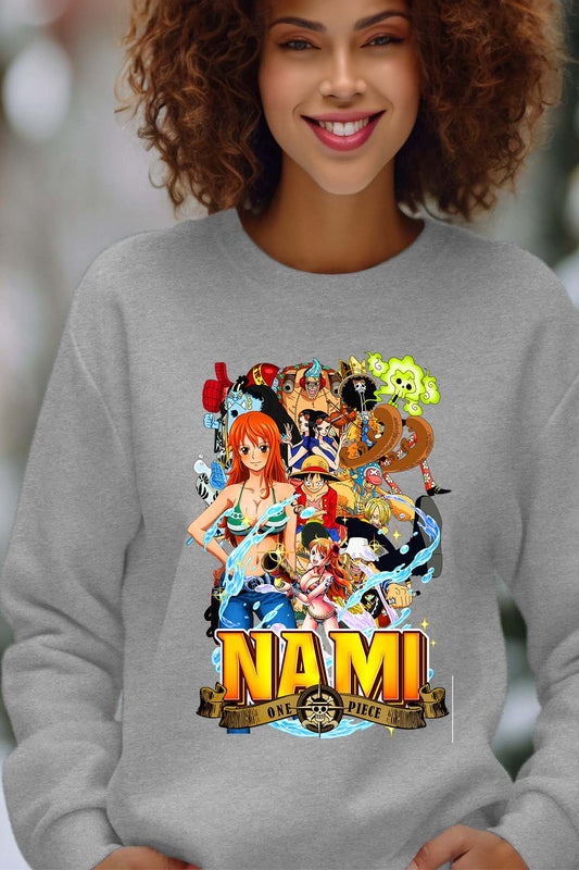 COULEUR:Gris|Sweat Col Rond Femme | Nami Team 03 Gris