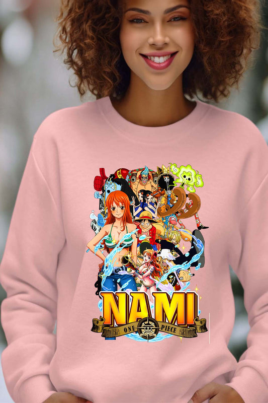 COULEUR:Rose|Sweat Col Rond Femme | Nami Team 03 Rose