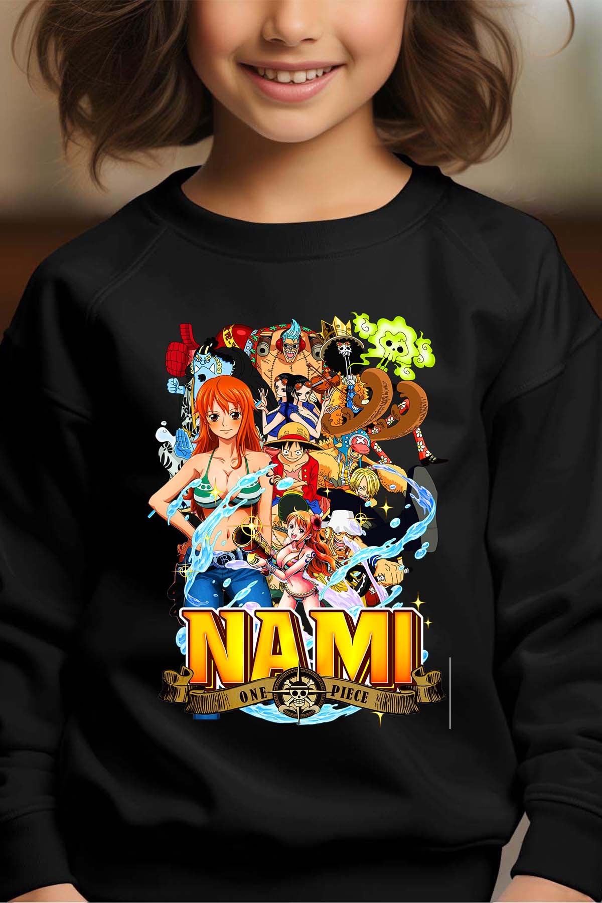 COULEUR:Noir|Sweat Col Rond Fille | Nami Team 03 Noir