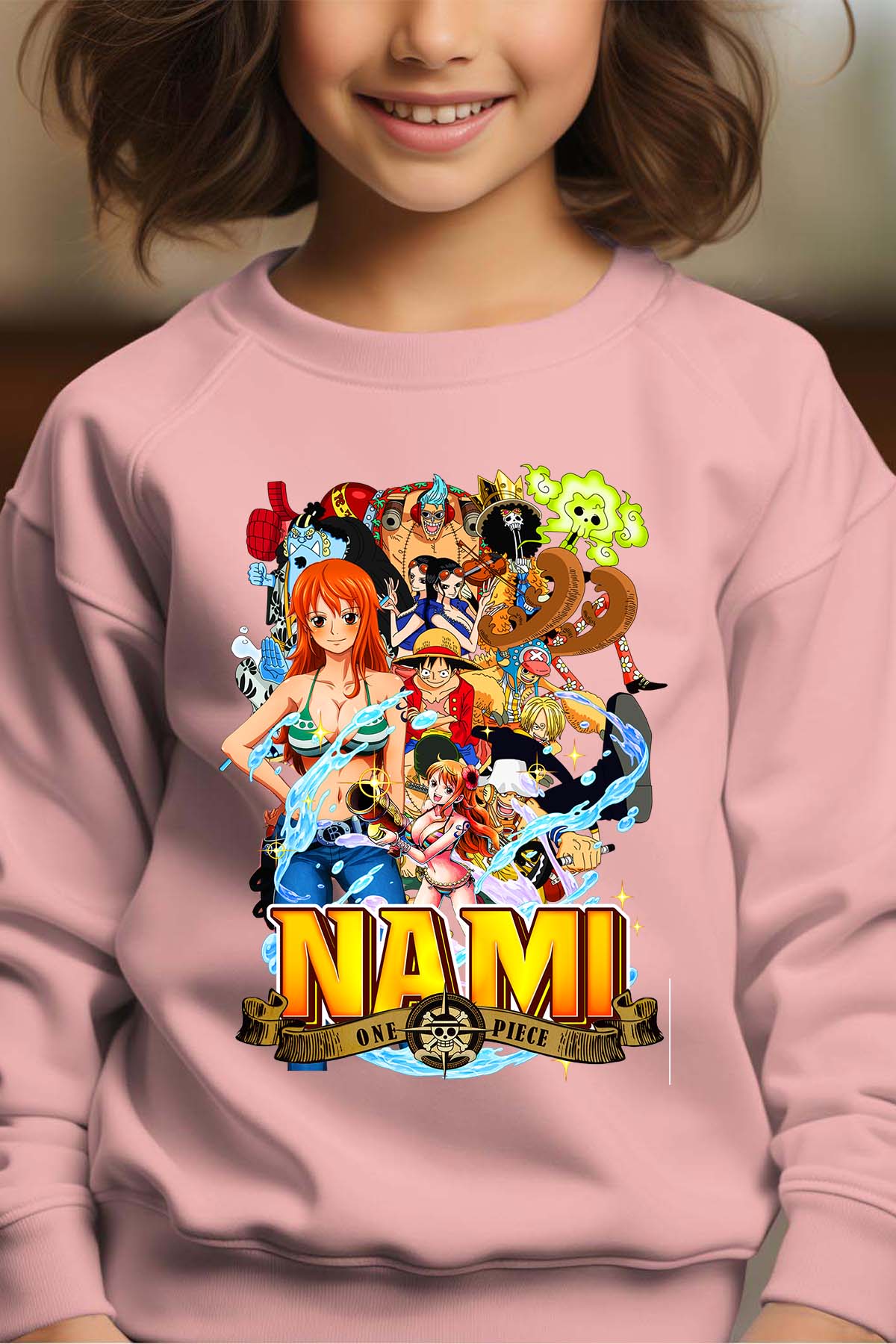 COULEUR:Rose|Sweat Col Rond Fille | Nami Team 03 Rose