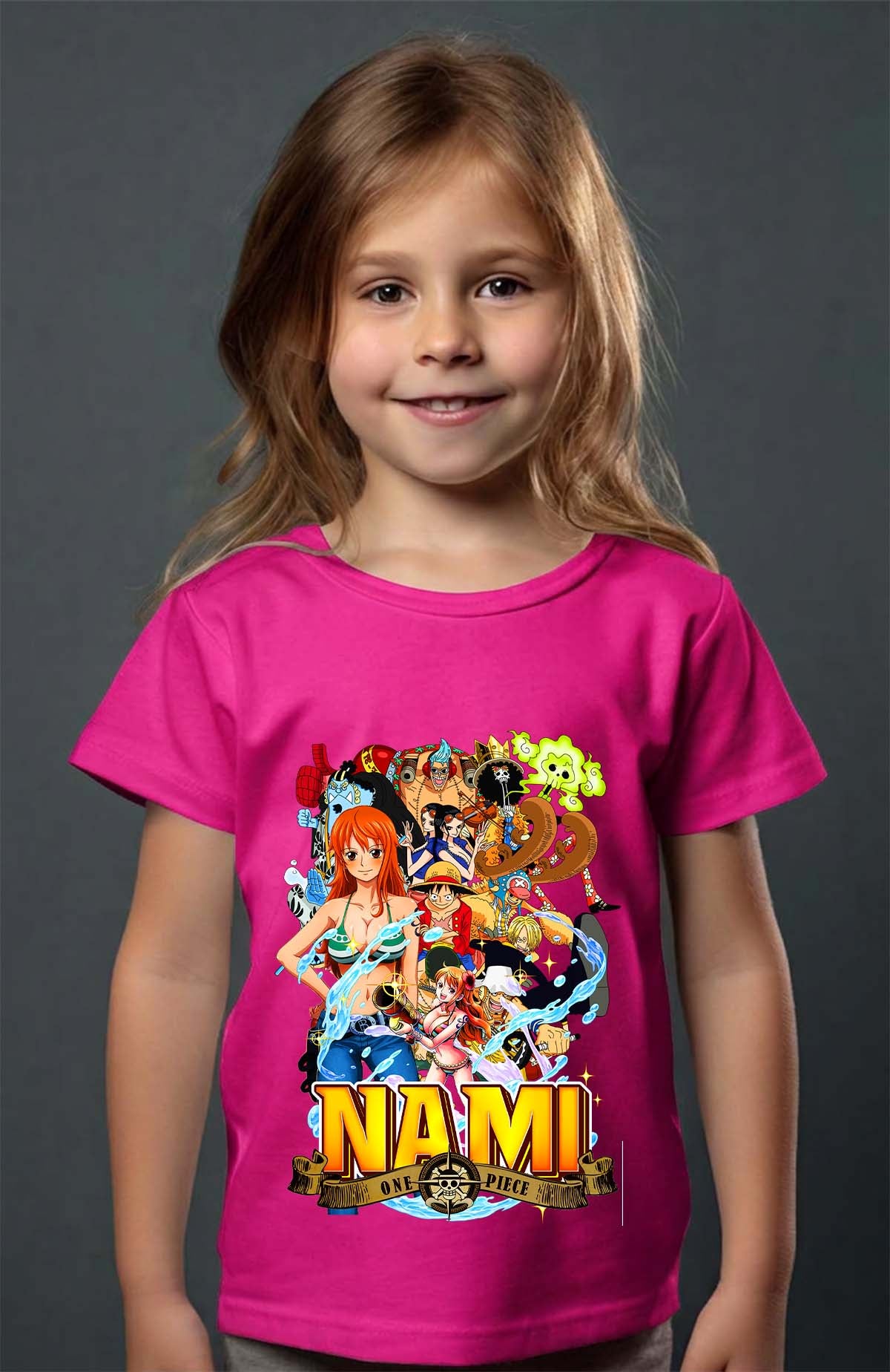 COULEUR:Fuchsia|T-shirt Fille | Nami Team 03 Fuchsia