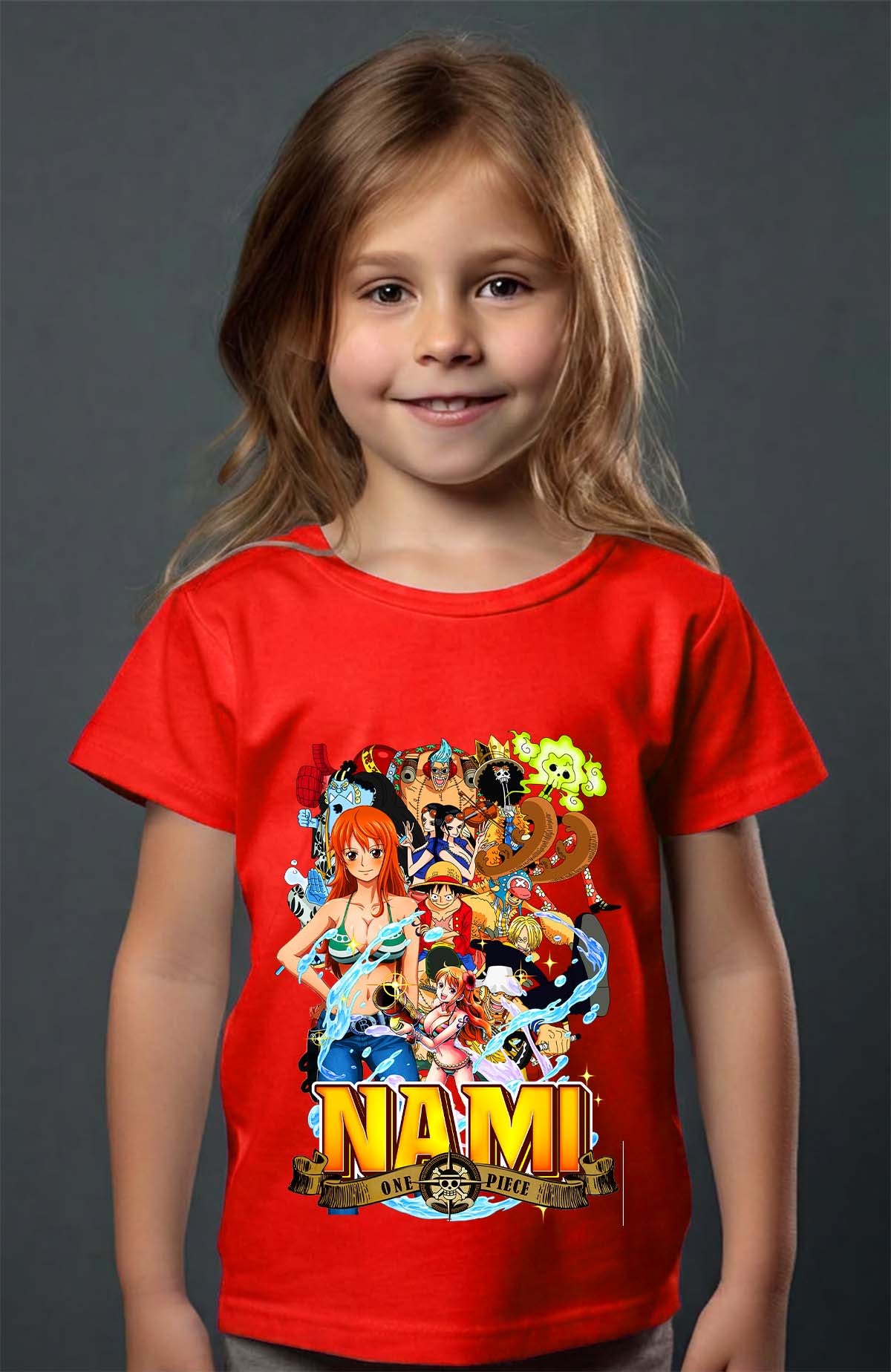 COULEUR:Rouge|T-shirt Fille | Nami Team 03 Rouge