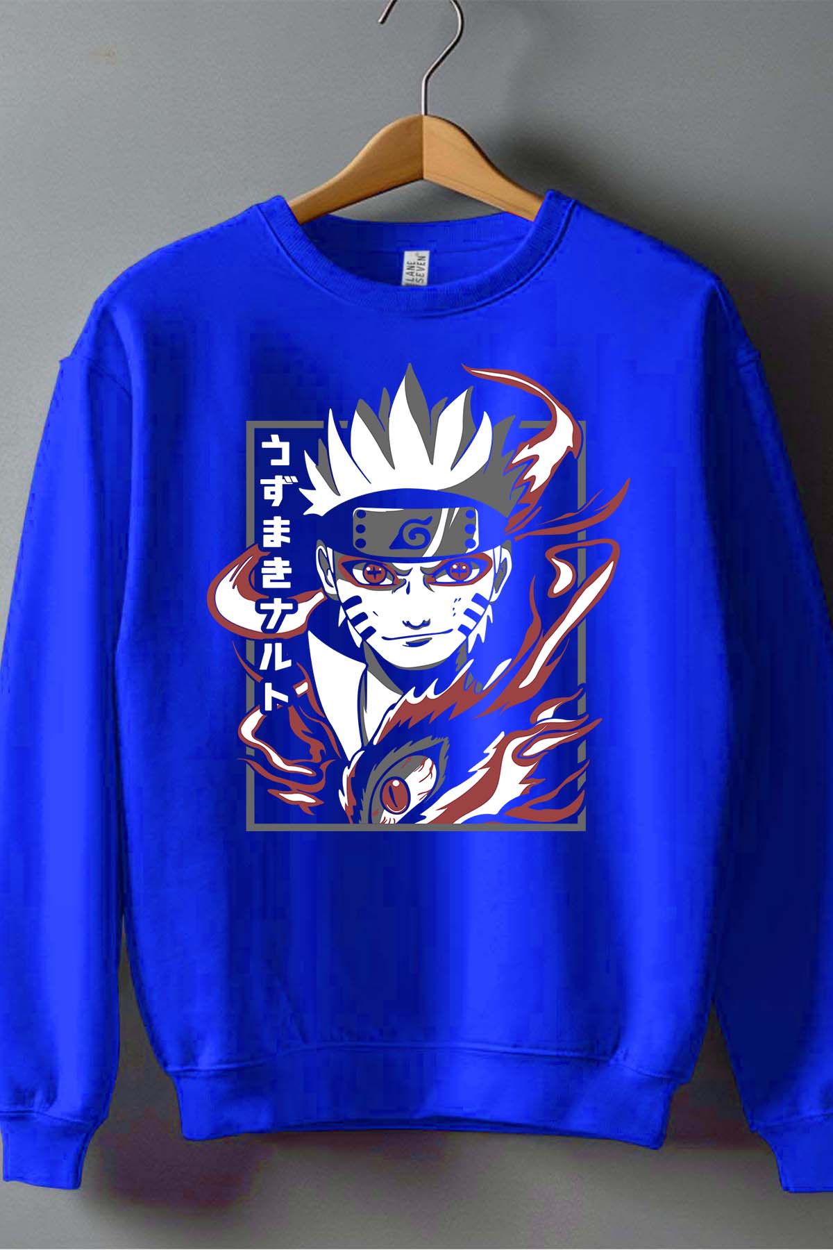 COULEUR:Bleu Roi|Sweat Col Rond Homme | Naruto Mod 01 Bleu Roi