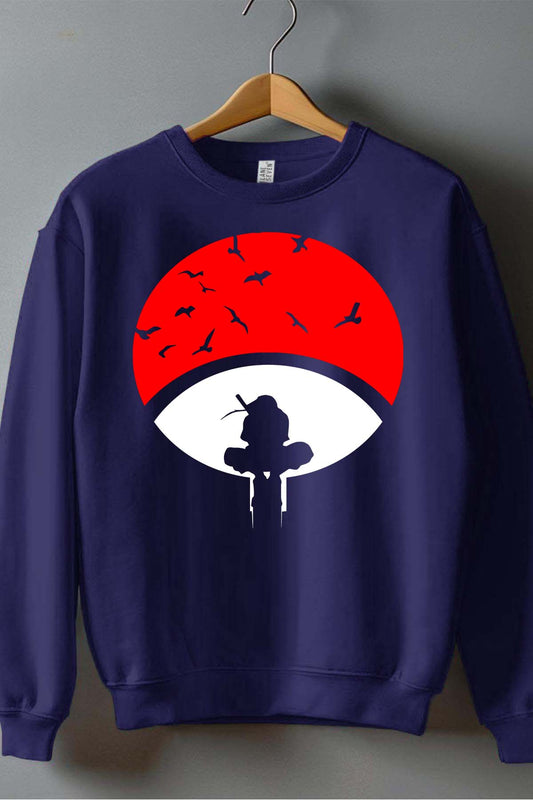 COULEUR:Marine|Sweat Col Rond Garçon | Naruto ombre Marine