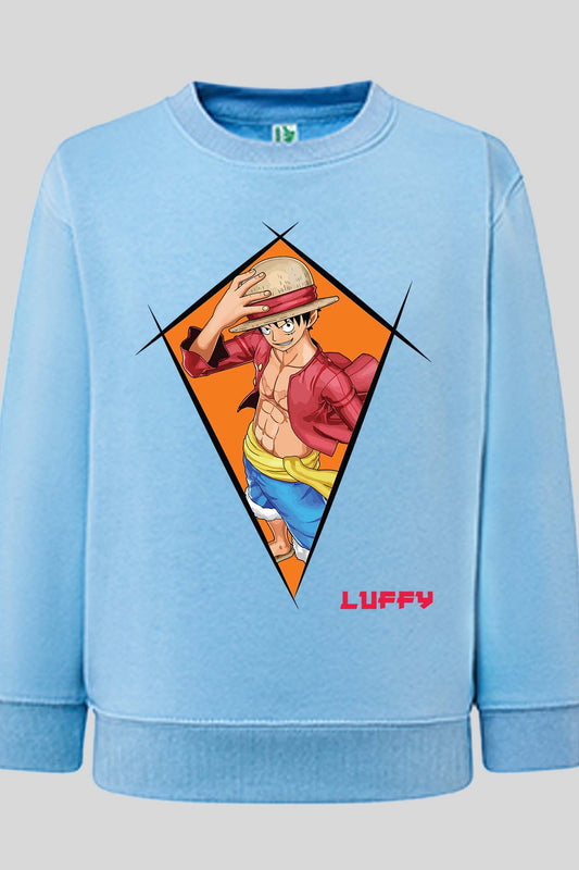 COULEUR:Bleu Ciel|Sweat Col Rond Homme | Neo Luffy Bleu Ciel