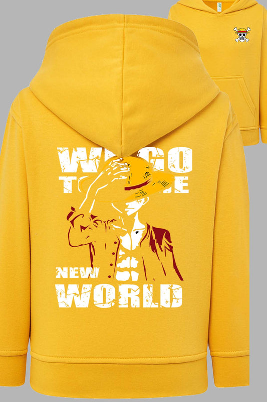COULEUR:Jaune|Sweat Capuche Garçon | New world Luffy Jaune