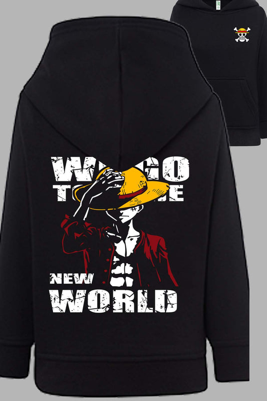 COULEUR:Noir|Sweat Capuche Garçon | New world Luffy Noir