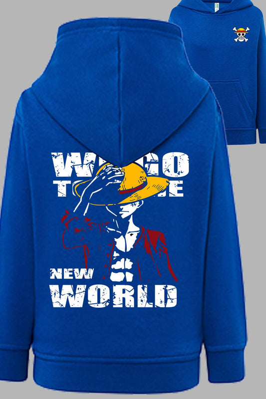 COULEUR:Bleu Roi|Sweat Capuche Homme | New world Luffy Bleu Roi