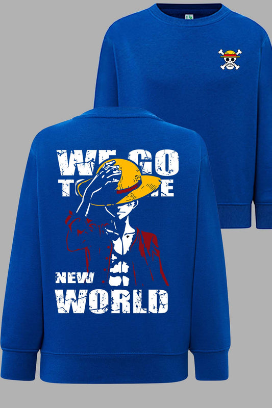 COULEUR:Bleu Roi|Sweat Col Rond Homme | New world Luffy Bleu Roi