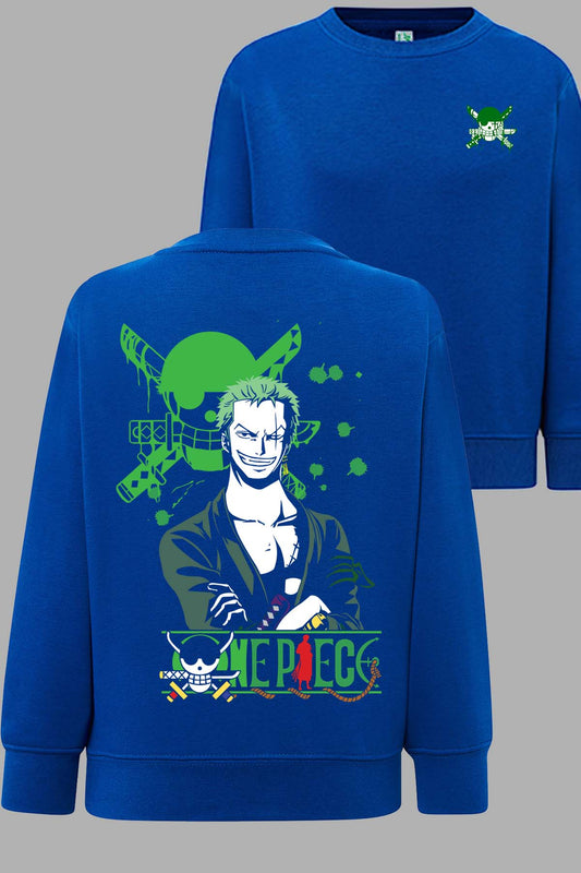 COULEUR:Bleu Roi|Sweat Col Rond Homme | No Mercy Zoro Bleu Roi