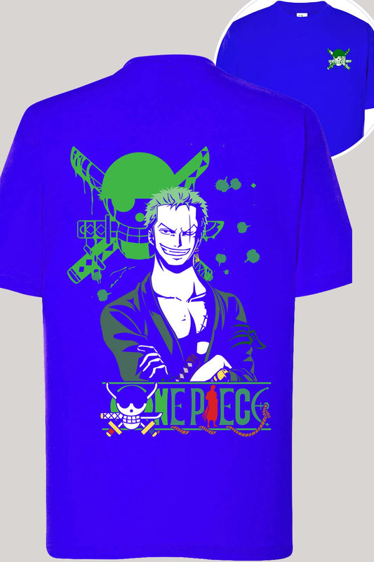 COULEUR:Bleu Roi|T-shirt Garçon | No Mercy Zoro Bleu Roi