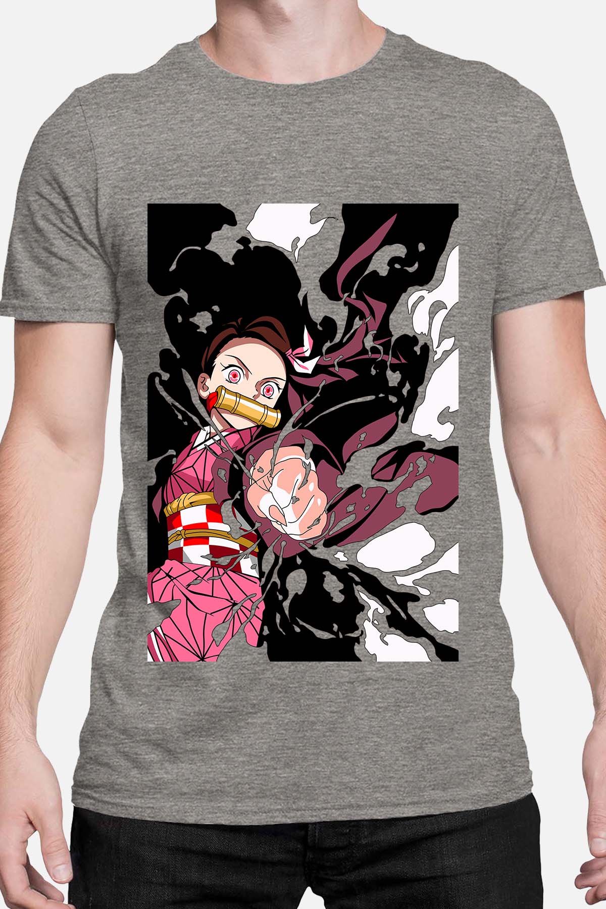 COULEUR:Gris|T-shirt Homme | No Yaiba Nezuko Gris