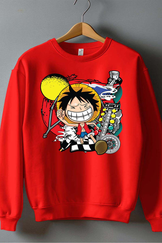 COULEUR:Rouge|Sweat Col Rond Garçon | ONEPIECE Drag Racing Rouge