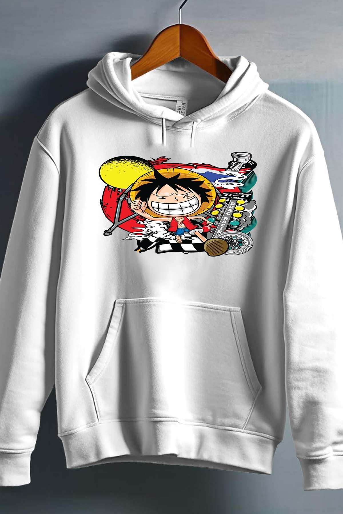 COULEUR:Blanc|Sweat Capuche Homme | ONEPIECE Drag Racing Blanc