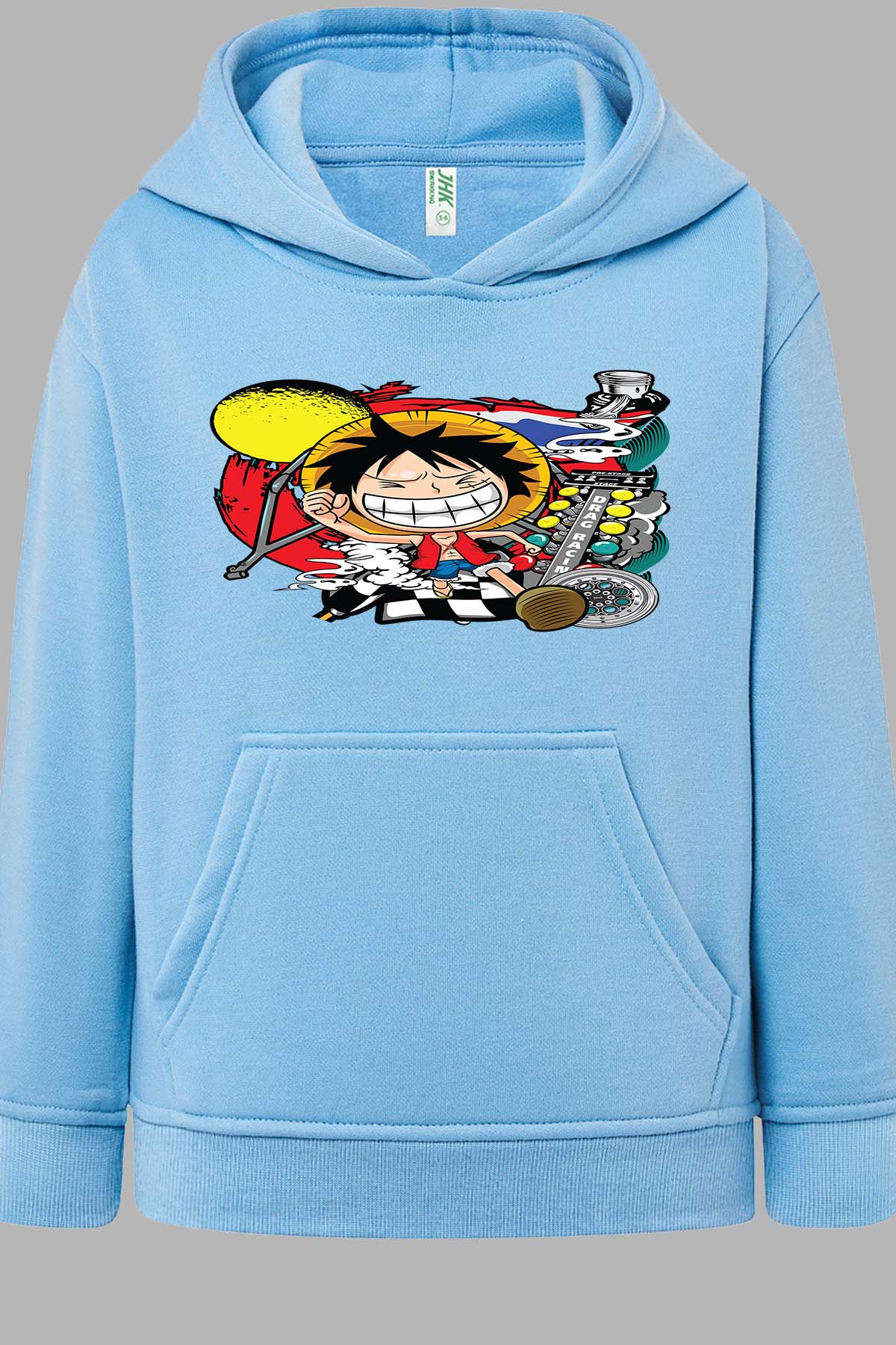 COULEUR:Bleu Ciel|Sweat Capuche Homme | ONEPIECE Drag Racing Bleu Ciel