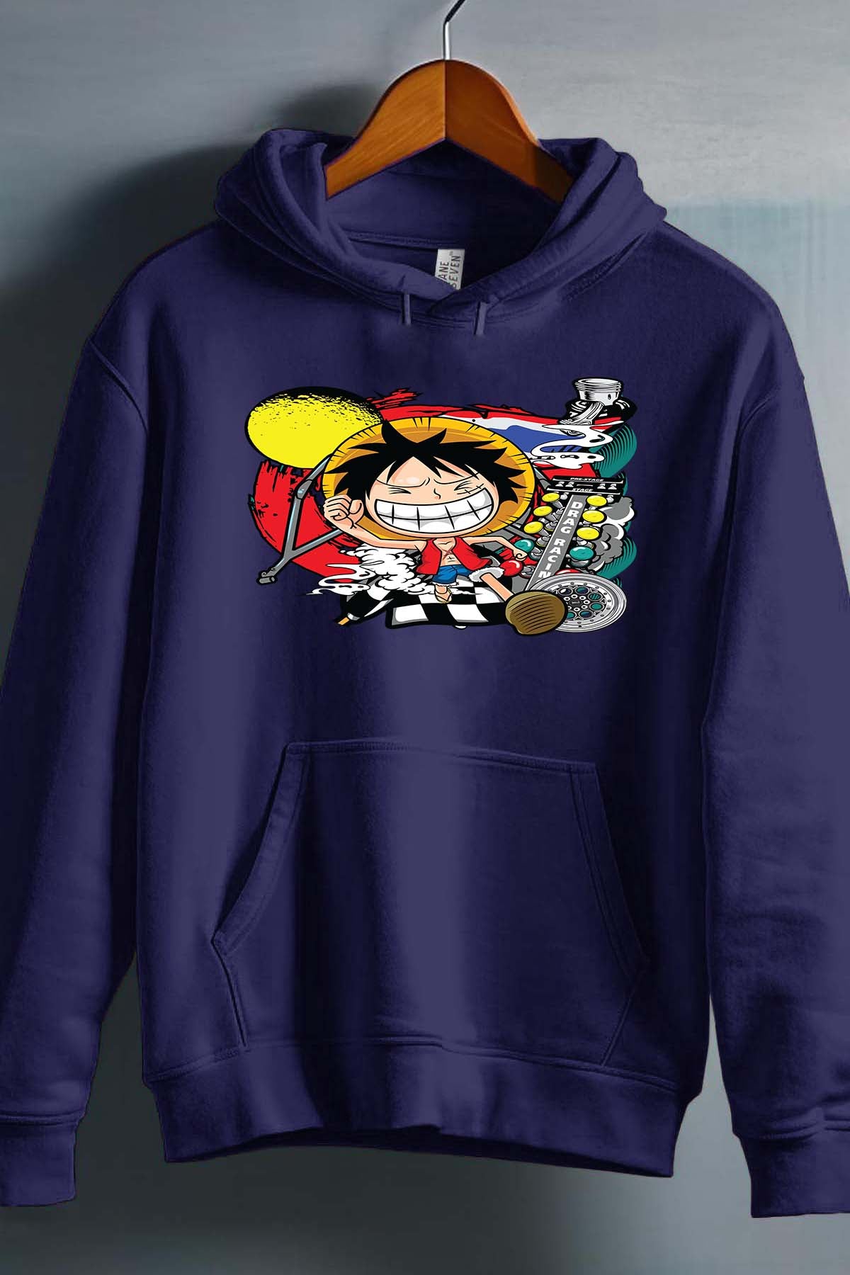 COULEUR:Marine|Sweat Capuche Homme | ONEPIECE Drag Racing Marine