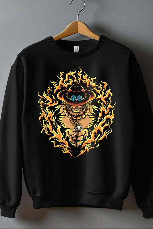 COULEUR:Noir|Sweat Col Rond Homme | ONEPIECE Fire Ice Noir