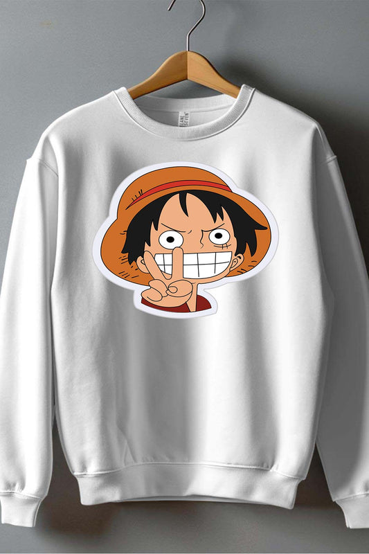 COULEUR:Blanc|Sweat Col Rond Garçon | ONEPIECE Victory Blanc