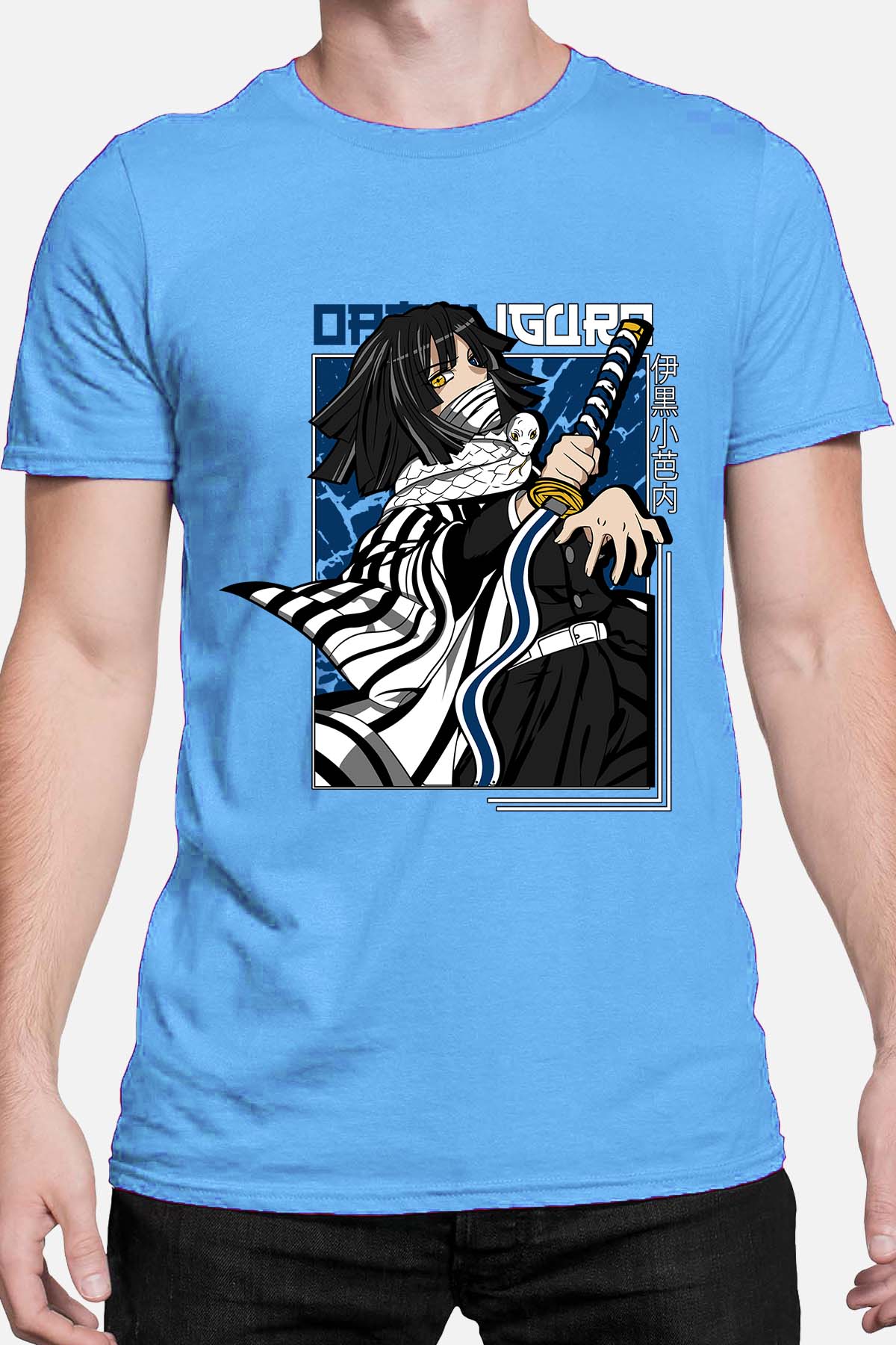 COULEUR:Bleu Ciel|T-shirt Homme | Obanai Iguro 01 Bleu Ciel