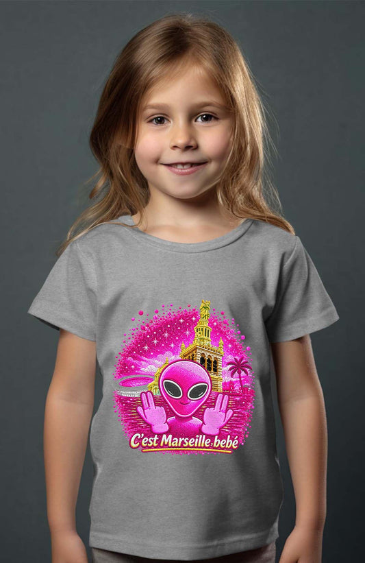 T-shirt Fille Ovni Mars Pink Gris