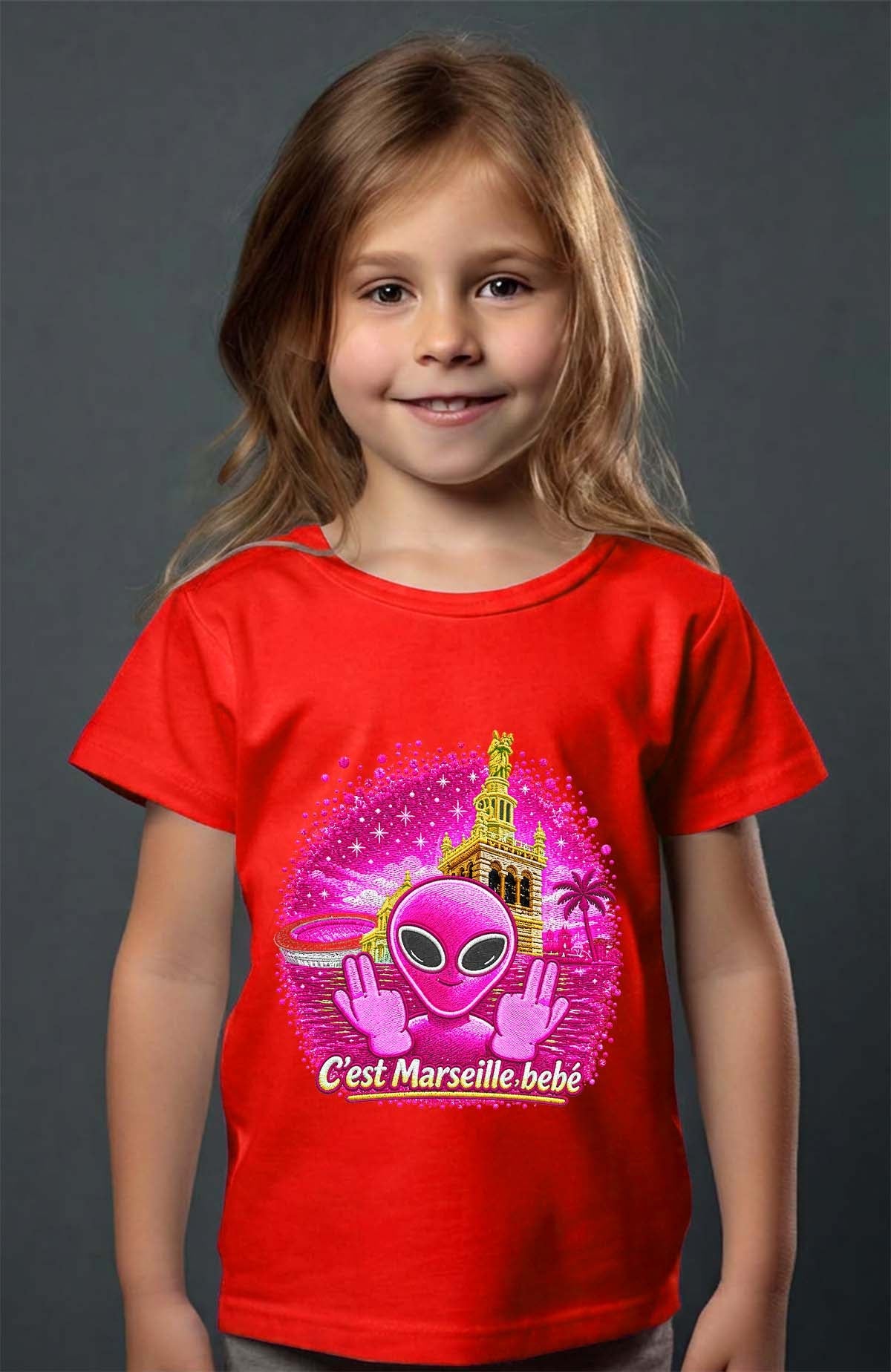 T-shirt Fille Ovni Mars Pink Rouge