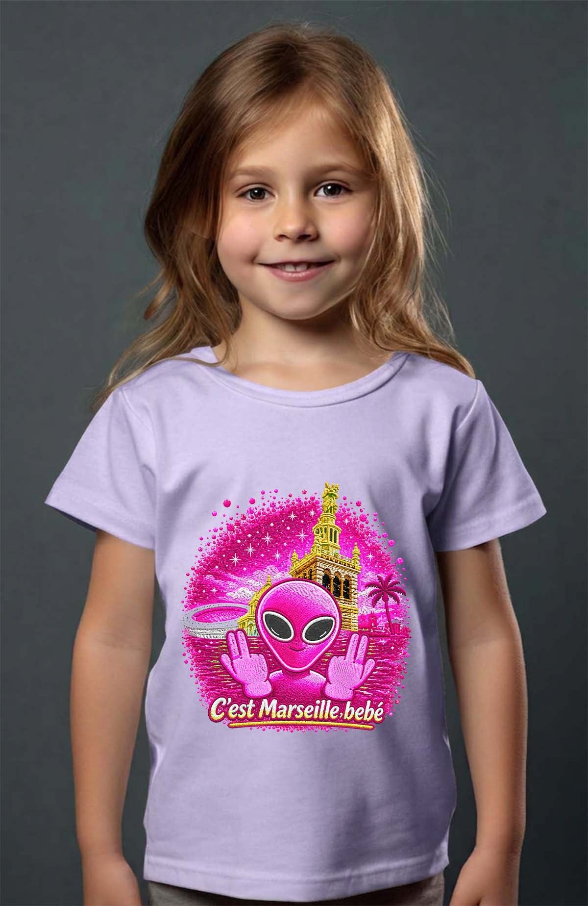 T-shirt Fille Ovni Mars Pink Violet