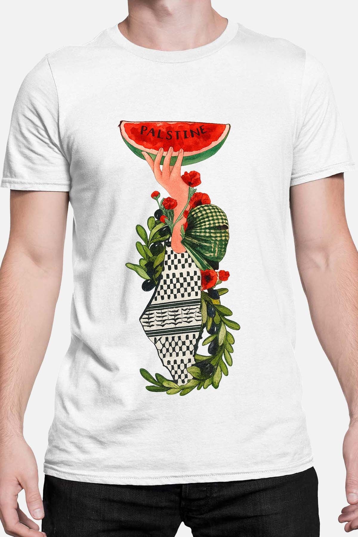 T-shirt Homme Palestine Misr Blanc