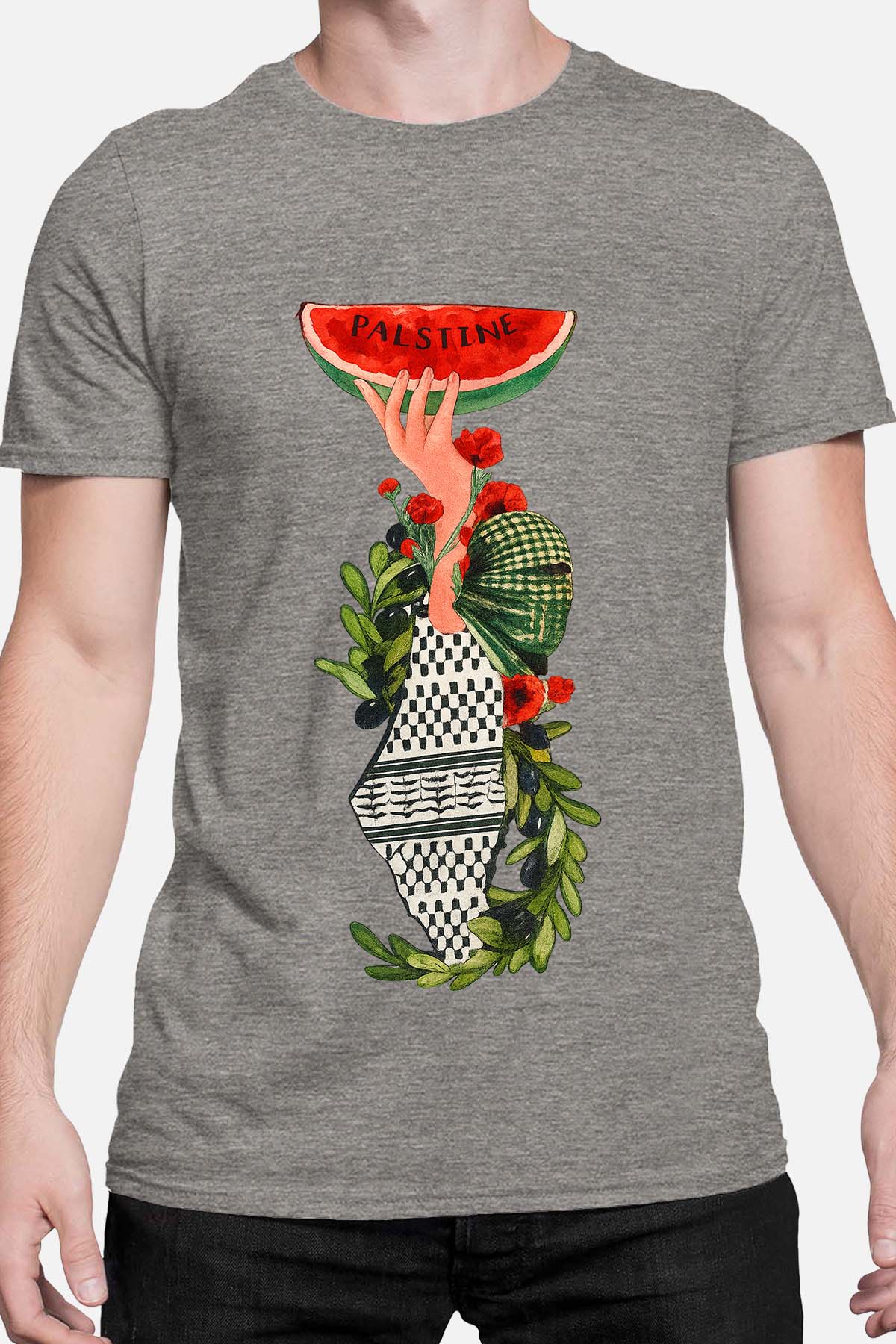 T-shirt Homme Palestine Misr Gris