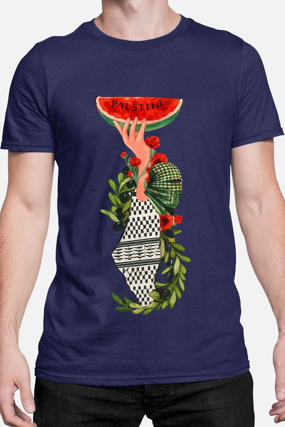 T-shirt Homme Palestine Misr Marine