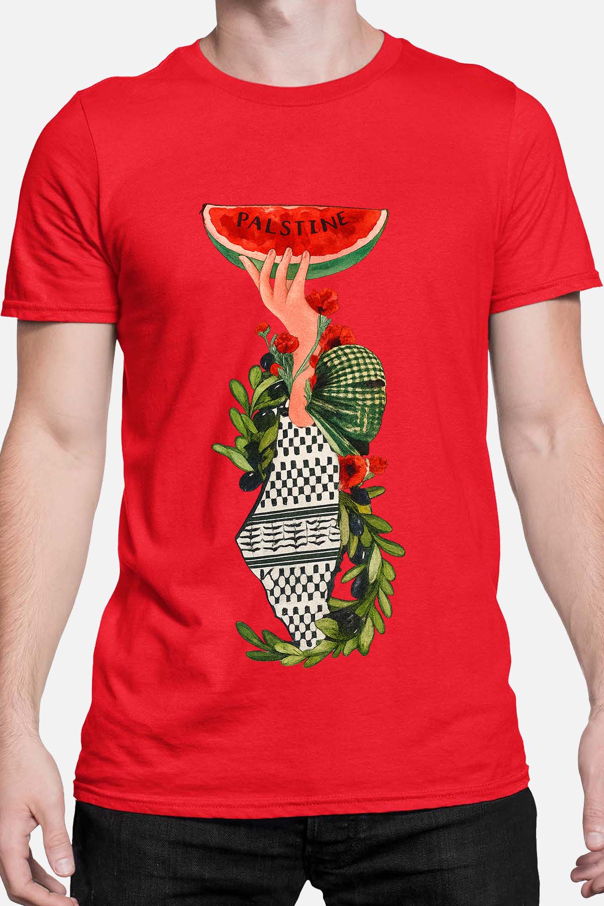 T-shirt Homme Palestine Misr Rouge